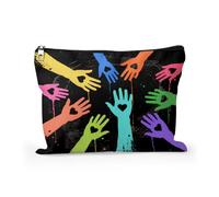 Cafl Makeup Bag Travel Large Cosmetic Bag Organizer toiletry Essentials Jewelry Skincare Zipper Bag For Women -10×8 inch, Unite With Love Hands