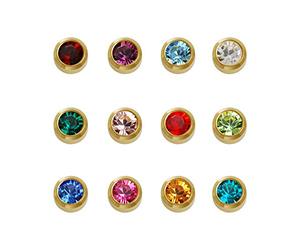 Caflon Blu 24 Carat Gold Plated Mixed Assorted Birthstone Studs