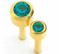 Caflon Blue Birth Stone & Plain Ear Piercing Studs - Set of 12 - (Gold December Blue Zicron Birthstone Studs)