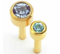 Caflon Blue Birth Stone & Plain Ear Piercing Studs - Set of 12 - (Gold March Aquamarine Birthstone Studs)