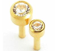 Caflon Blue Birth Stone & Plain Ear Piercing Studs - Set of 12 - (Large Gold April Crystal Birthstone Studs)