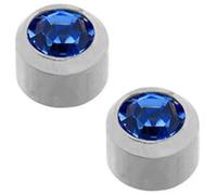 Caflon Blue Birth Stone & Plain Ear Piercing Studs - Set of 12 - (White Stainless September Sapphire Birthstone)