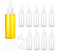 CafullCon 10Pcs Squeezy Bottles with Nozzles, 100ml Reusable Clear Condiment Bottles, Small Plastic Squeezy Sauce Bottle with Funnels Labels for Ketchup BBQ Liquids DIY Crafts Art Painting