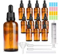 CafullCon 12 Pack Dropper Bottle, 30ml Refillable Leakproof Amber Glass Bottle with Glass Pipette, Small Empty Reusable Tincture Bottles for Essential Oils Massage Extracts Liquids