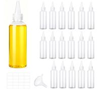 CafullCon 18Pcs 50ml Squeezy Bottles with Nozzles, Reusable Clear Condiment Bottles, Small Plastic Squeezy Sauce Bottle with Funnels Labels for Ketchup BBQ Liquids DIY Crafts Art Painting