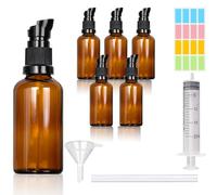 CafullCon 6 Pack 100ML Empty Lotion Pump Bottle, Refillable Amber Glass Lotion Pump Press Bottles for Toiletries, Leak-proof Liquid Travel Containers for Shampoo Cosmetic Emulsion Essential Dispenser