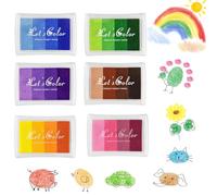 CafullCon 6 Pcs 24 Colors Ink Pads for Stamping, Fingerprint Ink Pad for Crafting Card Making, DIY Washable Stamp Ink Pad, Ink Stamp Pad for Imagination, Scrapbooking, Card Making, Art, Craft