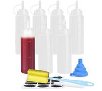 CafullCon 7 Pack 8oz Sauce Bottle, 240ml Plastic squeezy bottles with nozzles, Multipurpose condiment bottle for Ketchup, Squeezy Squirt Bottles for BBQ Sauces Syrup Salad Dressing Oil Liquids Art