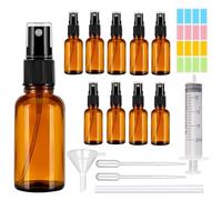 CafullCon Amber Glass Spray Bottle, 10pcs 50ml Refillable Empty Brown Spray Bottles Glass with Funnel Dropper & Sticker, Fine Mist Spray Bottle for Perfume Cleaning Aromatherapy Cosmetic Travel Sprays