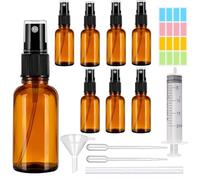 CafullCon Amber Glass Spray Bottle, 8pcs 100ml Refillable Empty Brown Spray Bottles Glass with Funnel Dropper & Sticker, Fine Mist Spray Bottle for Perfume Cleaning Aromatherapy Cosmetic Travel Sprays