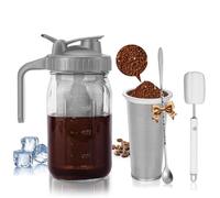 Cafultgo 800ml Cold Brew Coffee Maker with Stainless Steel Filter, 1 Quart Heavy Duty Iced Coffee Maker Pour Spout Handle Lid, Cleaning Brush and Spoon, for Iced Coffee, Fruit Drinks(grey)