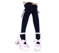 Cafurty Women's Thigh High Socks Lolita Gothic Over Knee Stocking Lace Up Thigh Stockings - (Black), Black