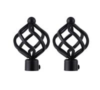 (Cage - 2 x Finials, Obsidian Black (Metal Cage Finials)) 19mm Curtain Pole Ends Finials Pack of 2 Adjustable Screws Available in Colours