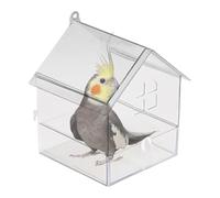 Cage Bird Bath, Budgies Shower Box, Acrylic Birds Bathtub with Drawer, No-Leakage Large Bathing Tub, Size 5.71x5.51x7.28in, Ideal Accessory for Cockatiels and Small Bird