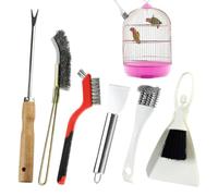 Cage Cleaning Tool - Brush with Scraper for Pet Poop Removal | Versatile Care Accessories for Birds, Hamsters, Rabbits, Enclosure, Aviary, Feeding Place
