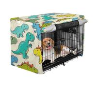 Cage Covers for Dog Crates Pet Kennel Cover Roller Shades Beige Cartoon Dinosaur
