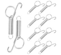 Cage Door Spring Hook Silver Stainless Steel with Pull Ring, 10pcs | Quick Release Opening, Galvanized Finish, for Chicken Cages and Feeder Boxes, Helps Prevent Escapes