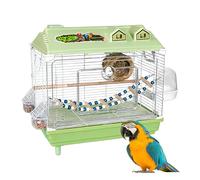 Cage for Parakeets and Other Birds - Portable Transparent Carrier for Cockatiel Parakeet - Bird Cages with Wooden Perch, for Parrots Cockatoos Aras Conures and Indoor Canaries