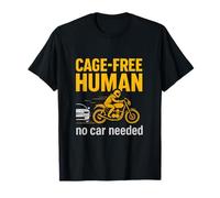 Cage-Free Human Motorcycle Graphic for Biker novelty T-Shirt