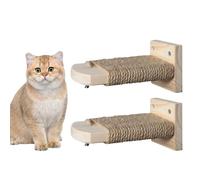 Cage Mounted Cat Climbing Steps | Wall Mounted Cat Climbing Shelf - Set of 2 Space Saving Pet Paw Grinding Ladders Wooden for Indoor Kittens