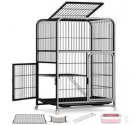 Cage, Multi-Level Indoor, black, 3-tier 78x55x110cm, 55cm | Baked Rust Resistant Coating, Multi-Tier Cat Enclosure, Indoor Cage Positioning, For Household Cats