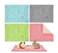 Cage Pads for Small Animals - 4 Pieces, Soft, Absorbent, Reusable, Hamster Cage Mat & Toilet Mat | For Playpens, Hutches, Toilet Training, Ferrets, Chinchillas, S