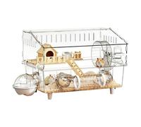 Cage Pour Hamster - 17.7-Inch Habitat Petit Animal | Acrylique Bois Cage - Caage Hamster Détachable Avec Accessoires Roue Échelle Maison Pour Intérieur Extérieur Voyage Utilisation Quotidienne