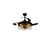 Caged Farmhouse Style Ceiling Fan with Lights The hot sale Black One Size