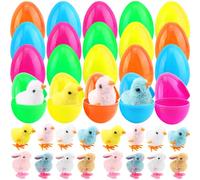 Cagemoga 40 Pack Easter Eggs Prefilled Wind Up Chick and Hopping Plush Bunny Toy for Egg Hunt Game Basket Stuffers Easter Party Supplies