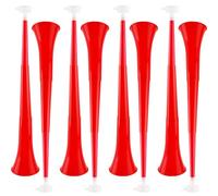 Cagemoga 8 Pack 24 Inch Collapsible Vuvuzela Stadium Horn Plastic Cheering Blow Horn Trumpets Noisemakers for School Sports Events Sports Party Supplies (Red-Set-1)