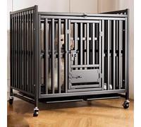Cages Puppy Crate Stainless Steel Square Tube Various Door Designs Swivel Wheels with Brakes and Tray(110 cm L x 70 cm W x 97 cm H)