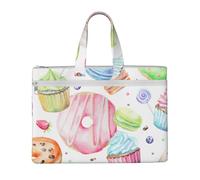 caghkb Cupcakes Donuts Muffins Sugar Print Lightweight Foldable Canvas Tote File Bag Storage For Office Supplies Commuting