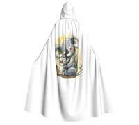 caghkb Cute Koala Mom Print Hooded Cape Cloak Carnival Themed For Cosplay Celebrations Themed Weddings Costume