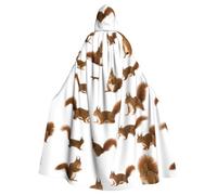 caghkb Cute Squirrel Print Hooded Cloak Carnival Costume Wizard Renaissance Masquerade Cosplay Events Festivals