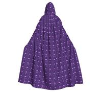 caghkb Purple Poodle Polka Dots Print Hooded Cloak Unisex Costume Robe Cape For Cosplay Carnival Seasonal Themed Party