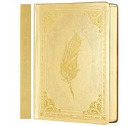 CAGIE 320 Pages Thick Hardcover Journaling Notebooks Vintage Leather Journal for Women Men A5 College Ruled Journals for Writing with Gift Box, 5.7 x 8.3 in, Gold