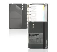 CAGIE A7 Binder 6 Ring Notebook with Dividers Refillable Planner Binder with Pockets, A5 Refill Paper Include Planning Square Ruled and Dotted Pages, 4.13 x 5.71 In, (Grey, A7 Hourly&Dot Page)