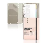 CAGIE A7 Binder 6 Ring Notebook with Dividers Refillable Planner Binder with Pockets, Refill Paper Include Planning Square Ruled and Dotted Pages, 4.13 x 5.71 In, (Light Pink, A7 Hourly&Dot Page)