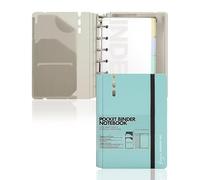 CAGIE A7 Binder 6 Ring Notebook with Dividers Refillable Planner Binder with Pockets, Refill Paper Include Planning Square Ruled and Dotted Pages, 4.13 x 5.71 In, (Blue, A7 Hourly&Dot Page)