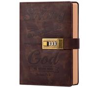 CAGIE Diary With Lock A5 Journal With Lock for Men Hard Cover 160 Pages Lockable Diary Unlined Kraft Paper for Writing, Blank Travel Book Sketch Pad Brown