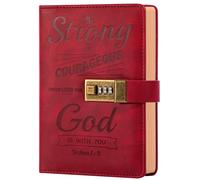 CAGIE Diary With Lock A5 Journal With Lock for Men Hard Cover 160 Pages Lockable Diary Unlined Kraft Paper for Writing, Blank Travel Book Sketch Pad Red