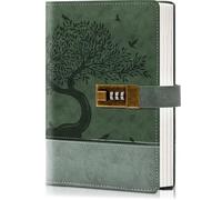 CAGIE Diary with Lock for Women Men 256 Pages A5 Leather Notebook Vintage Days Book with Code and Gift Box Journals for Writing and Notes Password Book for Adults, Green