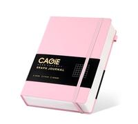CAGIE Graph Paper Notebook 320 Pages 100 GSM Graphing Grid Journal B5 Hardcover Leather Quad Ruled Notebooks for Engineering, Math, Work, Pink