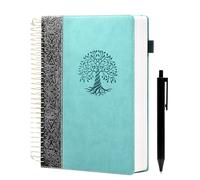 CAGIE Hardcover Spiral Notebook Leather Journal for Women Men 300 Pages 7" X 10" Large Notebooks for Work, Note Taking Journals for Writing Lined Notebook with Tabs,B5, Blue
