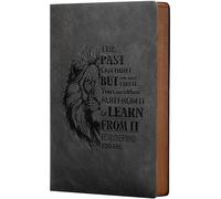 CAGIE Leather Journal for Men Soft Cover 256 Pages Lined Journals for Writing A5 Lion Journaling Notebooks Vintage Inspirational Diary, 5.7" x 8.3", Black