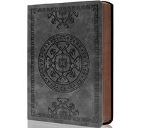 CAGIE Leather Vintage Journal for Men Women Soft Cover 288 Lined Pages Notebook 180 Lay Flat for Writing Travel Diary, 5.7'' x 8.3'', Grey