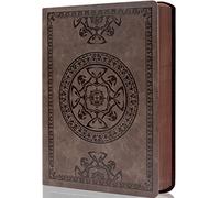 CAGIE Leather Vintage Journal for Men Women Soft Cover 288 Lined Pages Notebook 180 Lay Flat for Writing Travel Diary, 5.7'' x 8.3'', Dark Brown