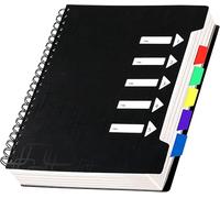 CAGIE Notebook A4 with Index Spiral Bound 240 Pages (120 Sheets) Small Spiral Notepad Lined Pad with Index for Work Office School College Essentials, Black, 24 x 29 cm