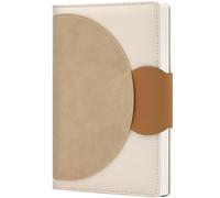 CAGIE Notebook A5 Lined Diary with Buckle Closure, Leather Notebooks, Hard Cover, 192 Pages Diary Book, 100 GSM, Exercise Writing Notepads for the Office, School, 5.9 inches x 8.59 cm, Brown