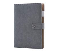 CAGIE Spiral Leather Journal Writing Notebook, 6 Ring Binder Refillable Diary Notepads, Vintage Business Planner Personal Organizer, Agenda for Men Women, Faux Cloth Cover, A5 Size,Gray